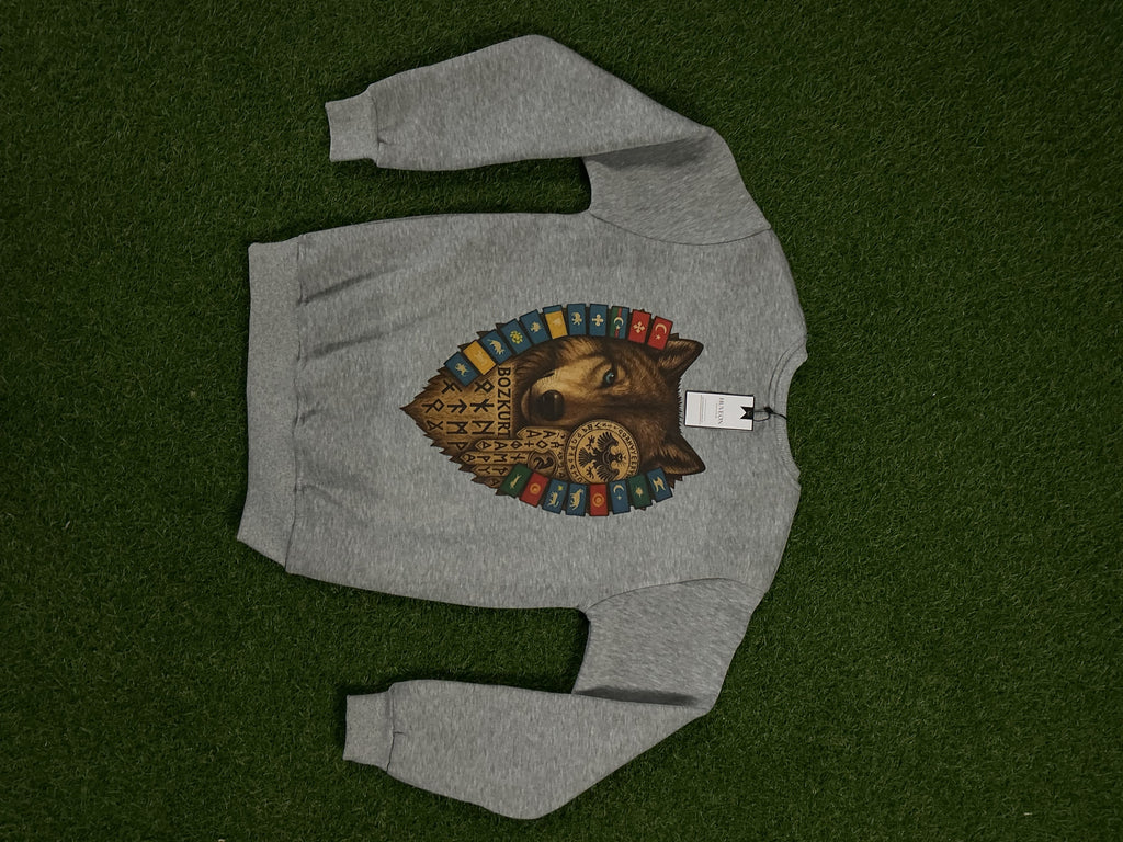 Turan Kurt Tasarımlı Bisiklet Yaka Sweatshirt – Gri & Antrasit | Güçlü ve Sade Stil TKB1