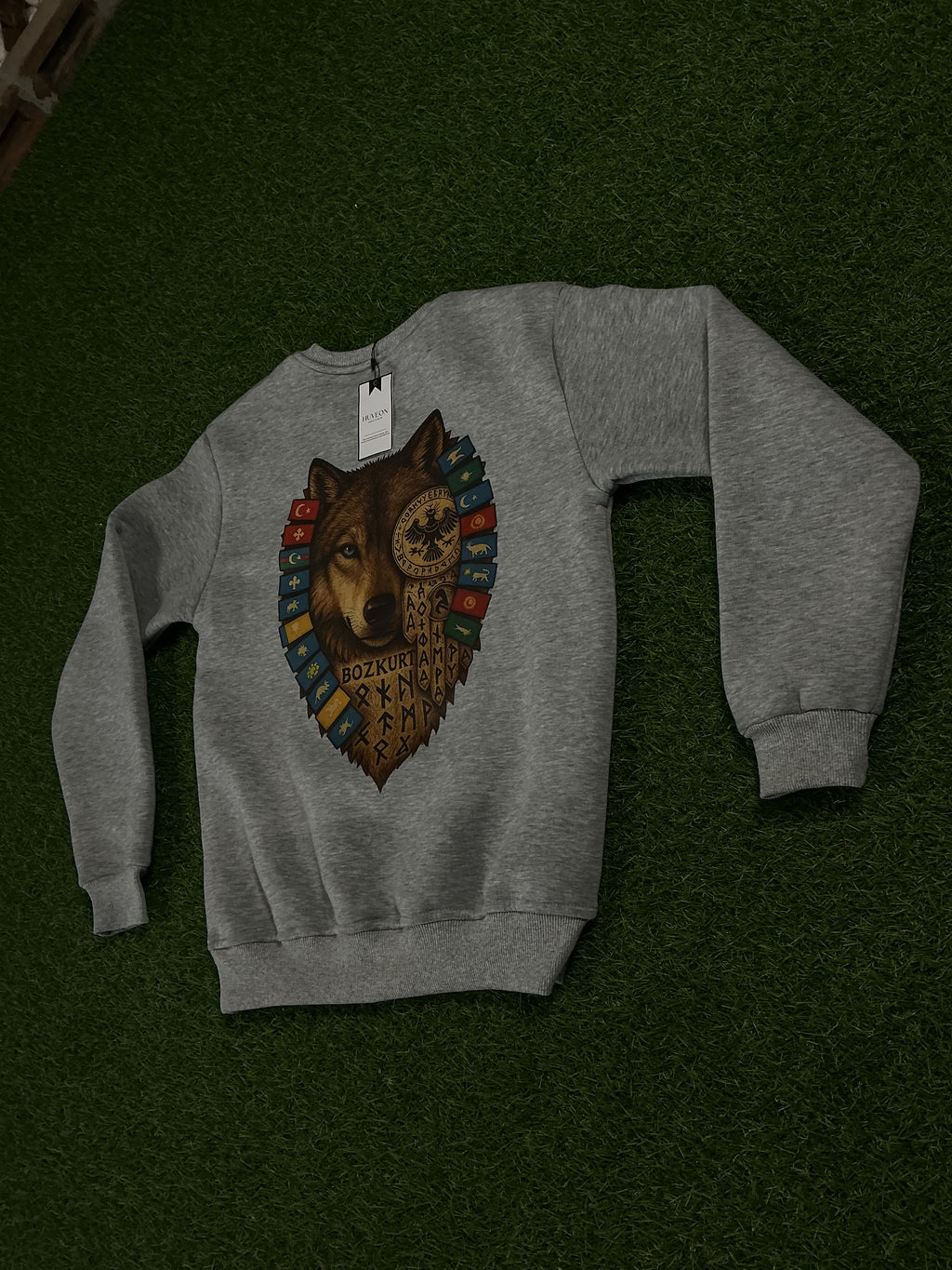 Turan Kurt Tasarımlı Bisiklet Yaka Sweatshirt – Gri & Antrasit | Güçlü ve Sade Stil TKB1