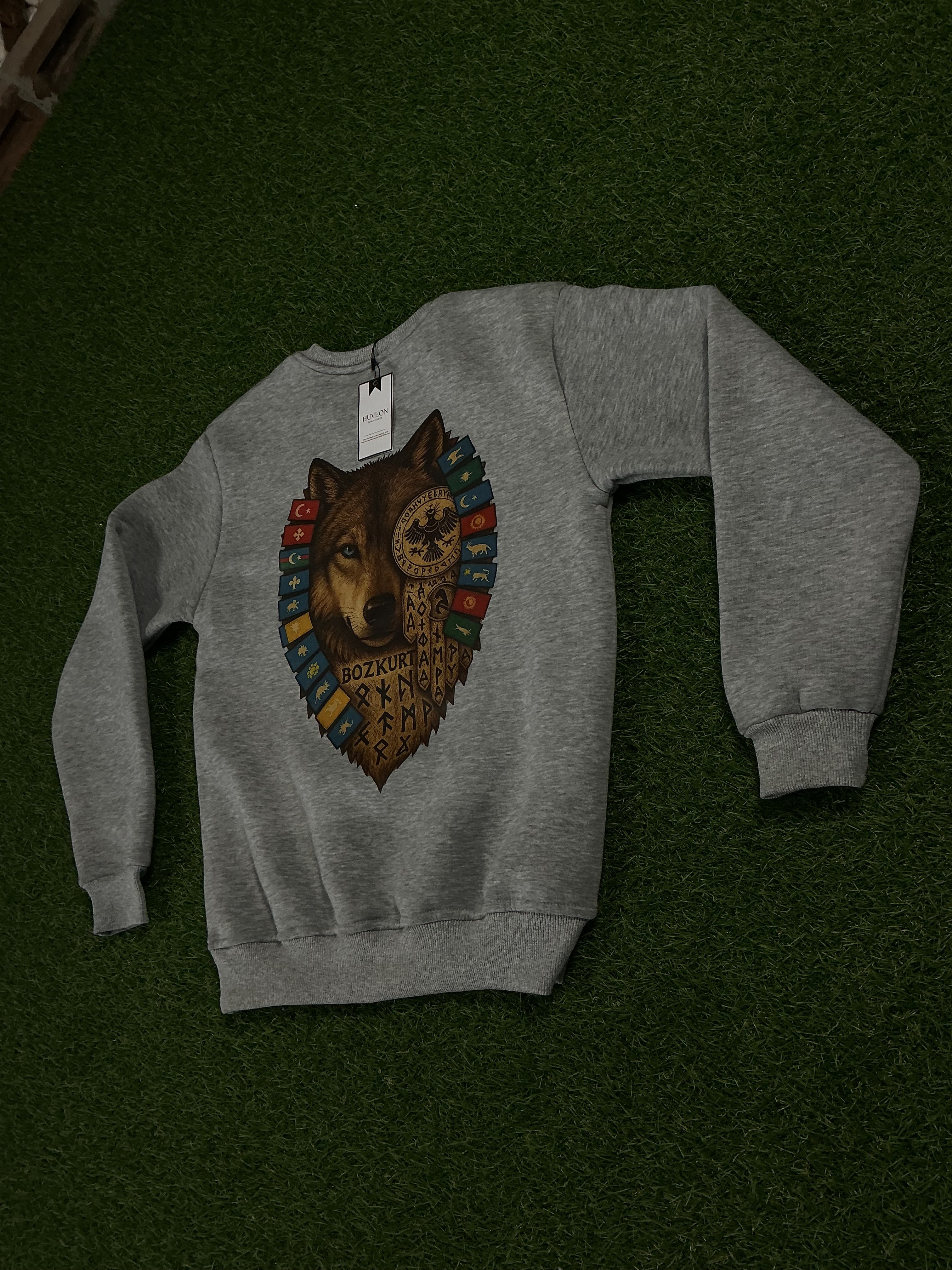 Turan Kurt Tasarımlı Bisiklet Yaka Sweatshirt – Gri & Antrasit | Güçlü ve Sade Stil TKB1